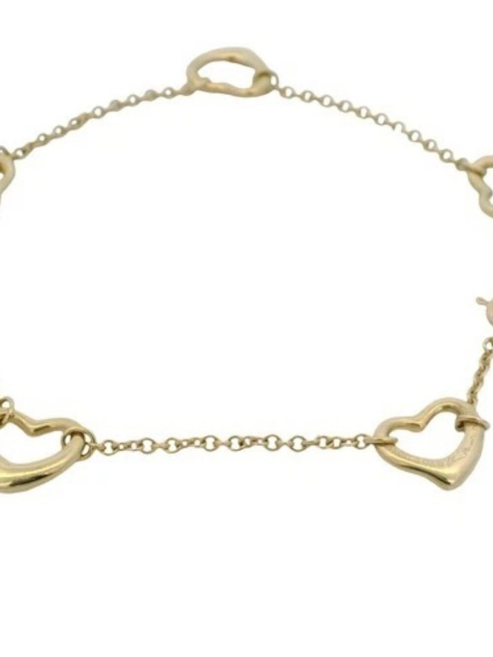Tiffany & Co Elsa Peretti 18kt Yellow Gold Open Hearts 5 Heart 7.5" Bracelet